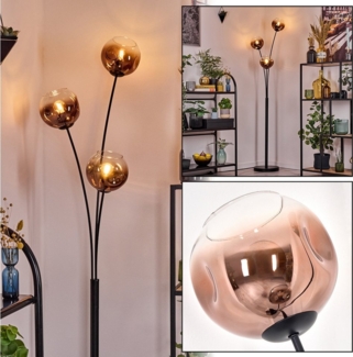 hofstein Stehlampe Stehlampe aus Metall/Glas in Schwarz/Kupfer/Klar, moderne Leuchte im Retro/Vintage-Design (15 cm), Fußschalter, E14