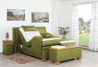 Meisterbetten Boxspringbett Like 240x200 in MS-Olive, Matratzenbezug Nano, Ergoflex-Topper