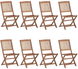 vidaXL Klappbare Gartenstühle 8 Stk. mit Kissen Massivholz Akazie 3075032