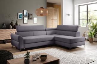 Stylefy Remondini Ecksofa Strukturstoff Grau Rechts