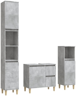 vidaXL 3-tlg. Badmöbel-Set Betongrau Holzwerkstoff 3185539