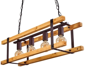 hofstein Pendelleuchte »Crede« Hängelampe aus Metall/Holz in Schwarz/Natur, ohne Leuchtmittel, Hängeleuchte mit Schirm in Gitter-Optik und Kettengliedern, E27