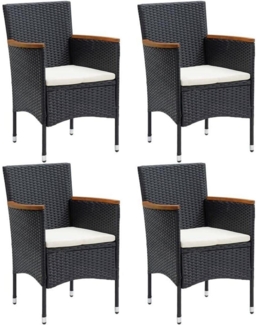 vidaXL 4X Gartenstuhl Akazienholz Rattan Schwarz Ergonomisch