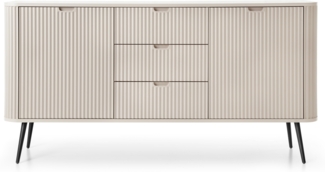 AX LIVING schwarze Sideboard Benvie 154 cm – Glas & Lamellenfront