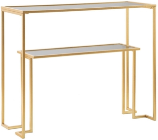 Dmora Konsolentisch Jackson, Tisch, Eingangskonsole, Regal, 100x35 h80 cm, Gold