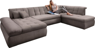 DOMO collection Wohnlandschaft Moric Luxus incl. Zierkissen, U-Form, bis 140kg pro Sitzplatz belastbar, XXL B/T/H: 353/216/80 cm