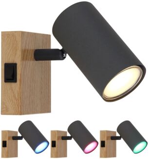 RGB LED Wandleuchte, graphit, beweglicher Spot, H 10 cm