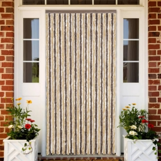 vidaXL Fliegenvorhang Dunkelbraun und Beige 118x220 cm Chenille 4004885