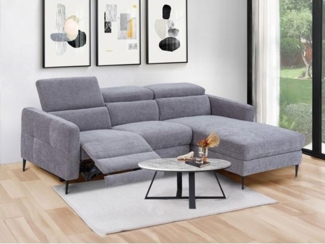 Vente-unique - Eckrelaxsofa elektrisch - Ecke rechts - Stoff - Grau - FUSETA
