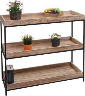 Regal HWC-K71, Standregal Pflanzregal Bücherregal, Holz Metall 3 Ablagen 90x100x35cm ~ naturfarben