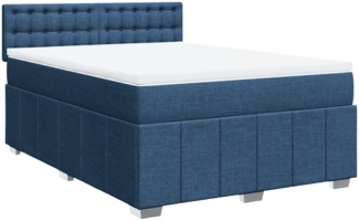 vidaXL Boxspringbett mit Matratze Blau 140x200 cm Stoff 3287111