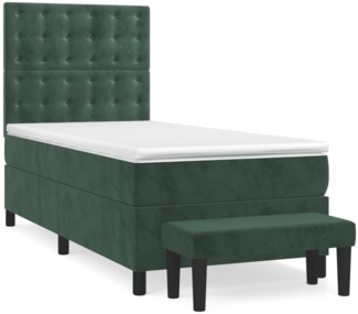 vidaXL Boxspringbett mit Matratze Dunkelgrün 80x200 cm Samt 3138052