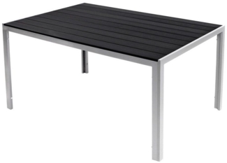 Alu Nonwood Gartentisch Esstisch Outdoortisch Silber/Schwarz 150x90cm