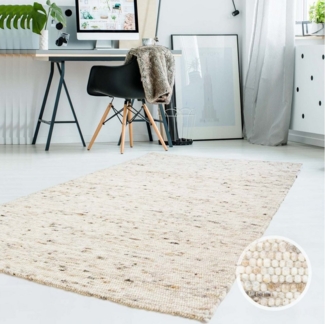 TaraCarpet Wollteppich TaraCarpet Handwebteppich Frankeneck, rund, Höhe: 13 mm, Handgewebter Teppich gewalkt Wohnzimmer Schlafzimmer Esszimmer 150x150