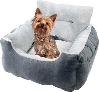HOMEMIYN Kuscheliges Katzennest frs Auto mit Karomuster, grau