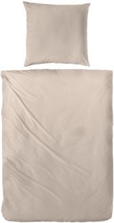 Hahn Haustextilien Mako Satin Bettwäsche falsches Uni taupe Größe 220x240 cm