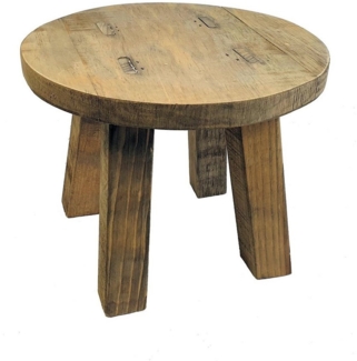 Spetebo Blumenhocker Holz Blumenhocker rund - 25 x 20 cm, Deko Pflanzen Hocker mit 4 Füßen natur