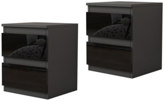 HTI-Living Nachtkommode Nachtschrank Kenji Hochglanz 2er-Set (Set, 2 St, 2 Nachtschränke), Nachtkommode 2 Schubladen