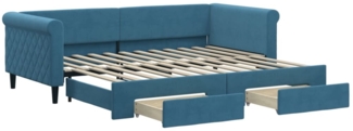 vidaXL Tagesbett Ausziehbar mit Schubladen Blau 90x200 cm Samt 3197818