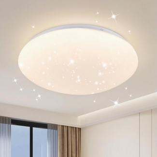 Nettlife LED Deckenleuchte Sternenhimmel Rund 25cm 12W Schlafzimmerlampe Warmweiß 3000K, Sternenhimmel, LED fest integriert, Küche Deckenbeleuchtung Flurlampe für Kinderzimmer Treppenhaus