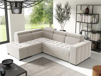 Ecksofa Schlafsofa Sofa CESENA Stoff Salvador Beige Ottomane Links