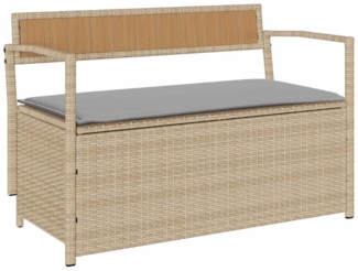 vidaXL Gartenbank mit Stauraum und Kissen Beige Poly Rattan 4103839