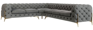 S-Style Möbel Ecksofa Chesterfield Ashley mit Goldene Metall Füßen, Die Eckeinheit kann entweder rechts- oder linkshändig sein, mit Wellenfederung