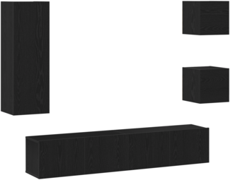 vidaXL 5-teiliges TV-Schrank Set in Schwarz mit Eiche 3393331
