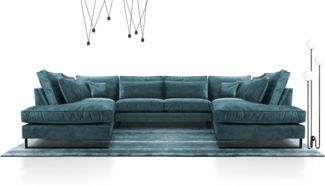 AX LIVING Eckcouch blau Castellio Wohnlandschaft U Form XXL