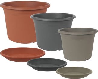 Heimwerkercenter Pflanzkübel MePla Untersetzer Cylindro ø12 cm, Terrakotta, wetterfester Kunstoff