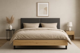 Home affaire Polsterbett PERY Bettgestell 160x200 mit gepolstertem Kopfteil, ohne Bettkasten, ohne Lattenrost und Bettkasten, Breite 160 cm