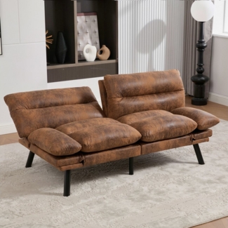 KLAM HOME Sofa Moderner Chenille-Zweisitzer mit ergonomischem Design, Verstellbare Rückenlehne und Armstützen für individuellen Sitzkomfort, Stabile Metallbeine verleihen modernen Charakter