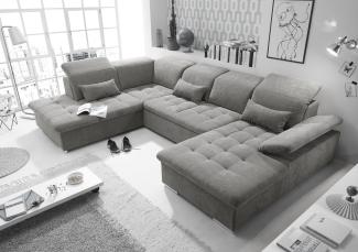 Couch WAYNE L Sofa Schlafcouch Wohnlandschaft Schlaffunktion schlamm grau U-Form links