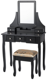 COSTWAY Schminktisch mit Hocker (Schwarz)