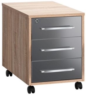 Maja Möbel Rollcontainer 1716 3-Schub, Edelbuche, Fronten weiß hochglanz