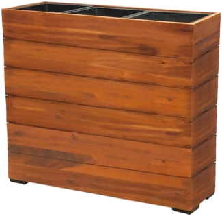 Pflanzgefäß Colorado 1 Pflanzkasten Blumenkasten Akazienholz 93x33x72 cm mit Einsatz