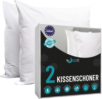 Dreamzie - Kissenbezug Wasserdichter 50 x 80 cm - 100% Baumwolle Stoff - Oeko TexÆ Zertifiziert - 2 St¸ck Kissenschoner mit Reiﬂverschluss - Atmungsaktiv, Hypoallergen, Anti-Milben, Antibakteriell