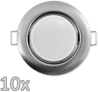 Einbauleuchten-Set McShine, 10xRahmen, 10xLED-Modul, 7W, 608lm, 230V, Edelstahl,