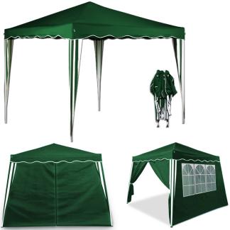 Deuba Faltpavillon mit zwei Seitenwänden und Seitenfenster inkl. Tragetasche, Polyester grün, 3x3 m