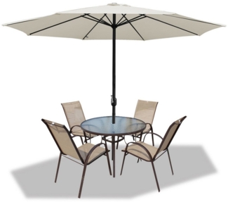 Clanmacy Sonnenschirm Sonnenschirm Rund,Kurbel,Knickbar,Eisen,350cm,Beige