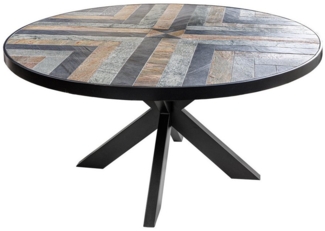 riess-ambiente Esstisch MOUNTAIN SOUL 140cm schwarz grau · runder Tisch mit Naturstein-Platte (Einzelartikel, 1-St), 6 Personen · Sterngestell aus Eisen · 4,5cm Tischplatte · Industrial