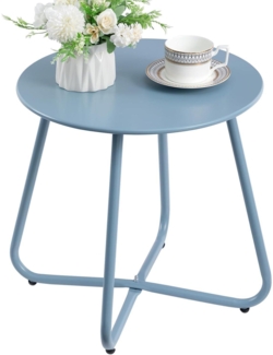 Beistelltisch Outdoor Balkontisch Klein Metall Rund Wetterfest Patio Terrasse