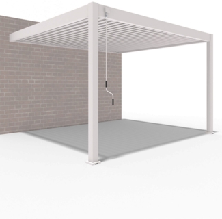 Weide Deluxe | Wand Pergola | Voll Aluminium | 3,6 x 4 M | Lamellendach Ivory Sand