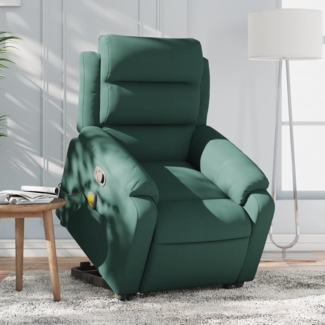 vidaXL Massagesessel mit Aufstehhilfe Dunkelgrün Samt 3205105