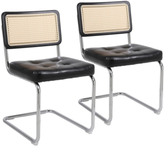 OKWISH Esszimmerstuhl Polsterstuhl Küchenstuhl (Akzentstühle Rattan Esszimmerstühle Set von 2), gepolsterte getuftete Kunstleder