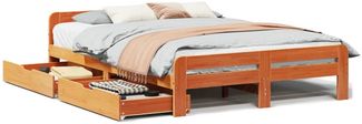 vidaXL Massivholzbett ohne Matratze Wachsbraun 160x200 Kiefernholz 3309034