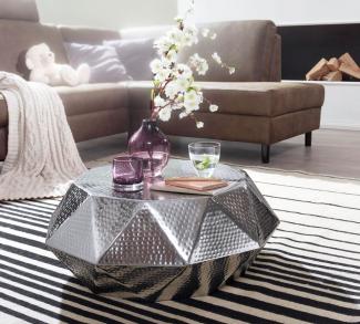 Couchtisch Sofatisch Beistelltisch DOGO 73x73x28,5 cm Aluminium Silber