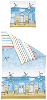 JACK Bettwäsche 135x200cm, Küstentraum Blau Weiß, Seersucker, 2 teilig, schönes Küstenmotiv