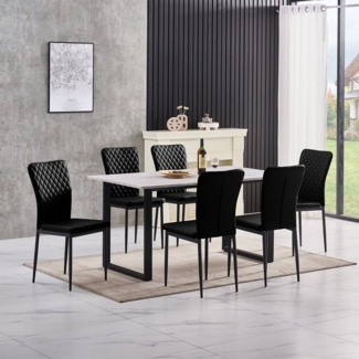 JYMTOM Esszimmerstuhl Samt/Kunstleder, hoher Lehne, Metallgestell, 4/6er-Set (6 St), Kunstleder, Gitter-Design, für Wohnzimmer, Büro, Klassenzimmer