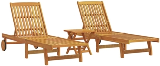 vidaXL Sonnenliegen 2 Stk. mit Tisch Massivholz Akazie 3325205